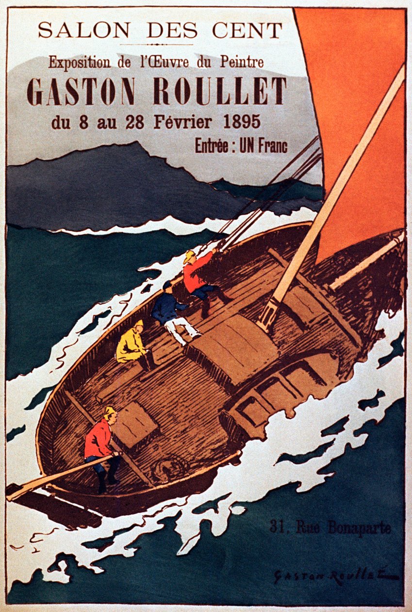 Vintage plakát Gaston Roulette művész festménygaléria kiállításához, 1895 alkotó: French School