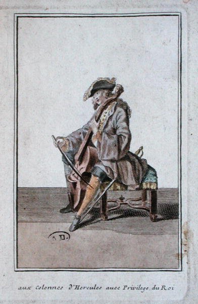 Cselló, 1700 körül (metszet) alkotó: French School