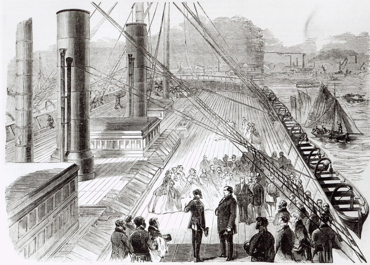 Napóleon herceg látogatása a Great Eastern Southamptonban 1859. október 18-án, illusztráció a Le Monde Illustre-ből, 1859. november 5. alkotó: French School