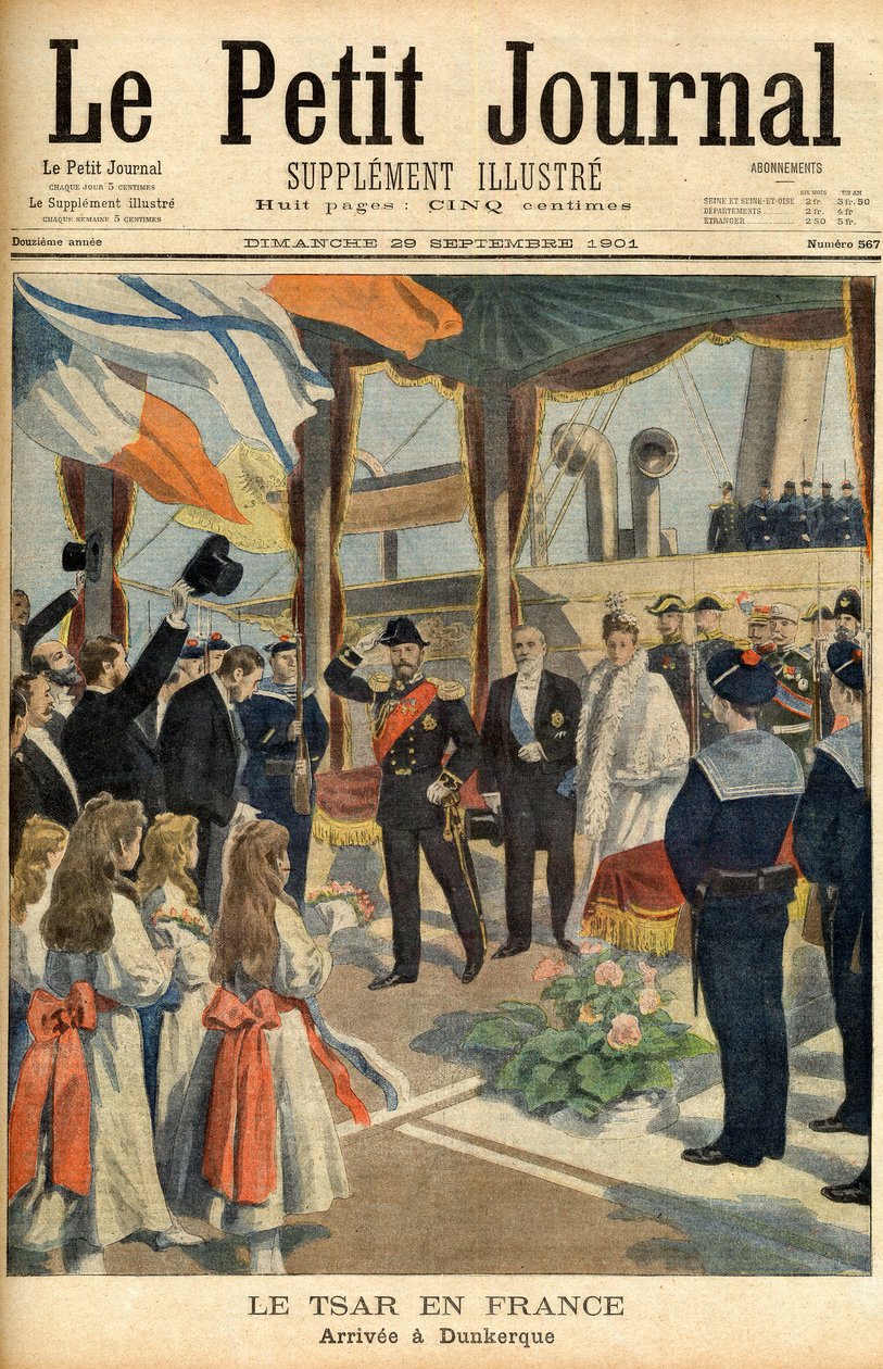 Miklós orosz cár franciaországi látogatása A „Le Petit Journal” újság 1901. szeptember 29-i első oldala (metszet) alkotó: French School
