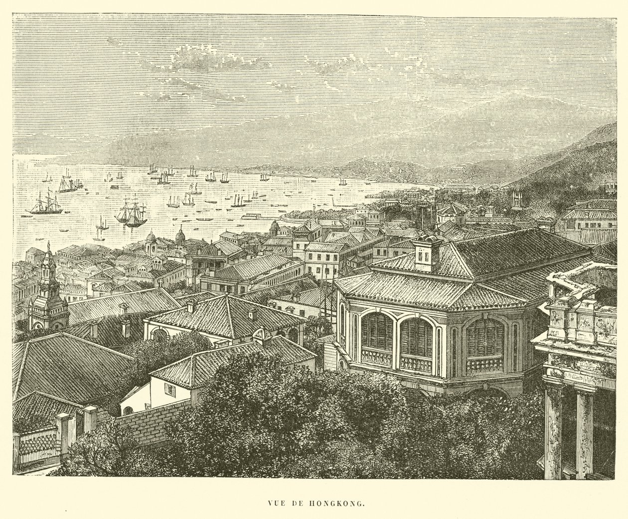 Hongkong látképe (metszet) alkotó: French School