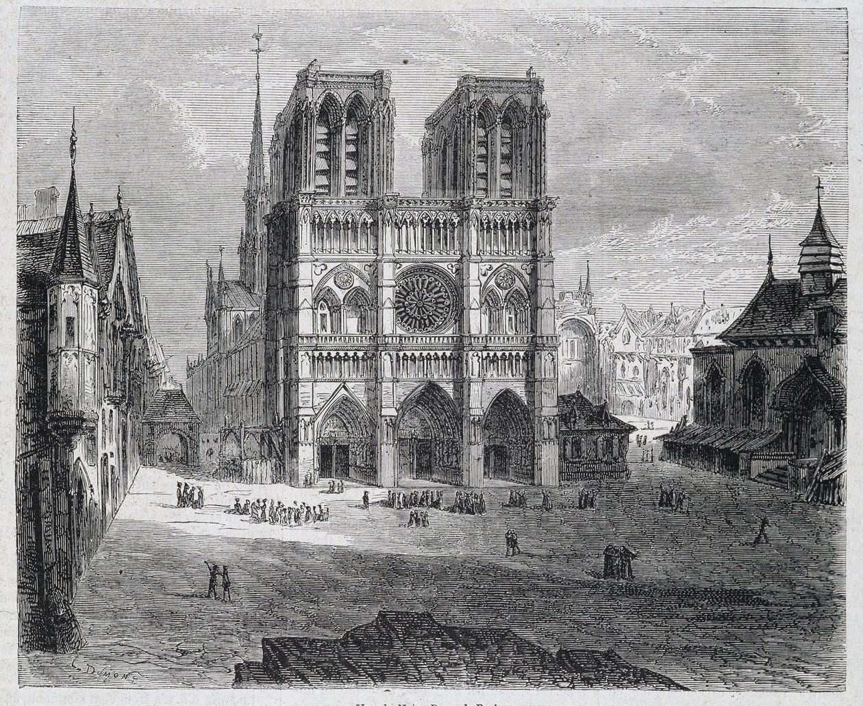 Kilátás a Notre-Dame de Paris-ra - „"Párizs az évszázadokon át" című kötetben, H. Gourdon de Genouillac, szerk. F. Roy, Párizs alkotó: French School