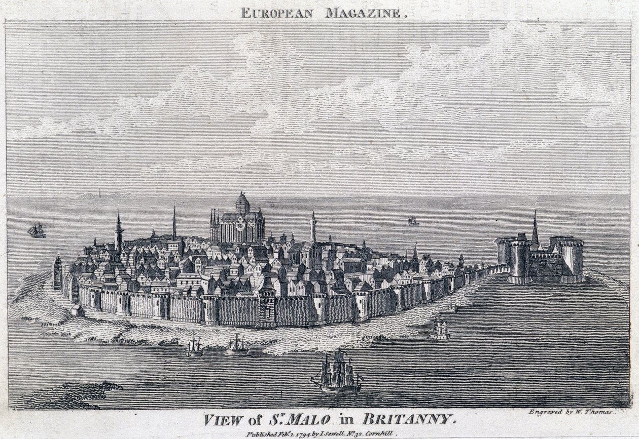 St Malo kilátása – Thomas metszete alkotó: French School