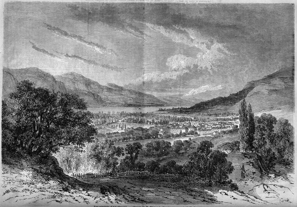 Kilátás Aix les Bains városára (Aix-les-Bains), Savoie (73) alkotó: French School