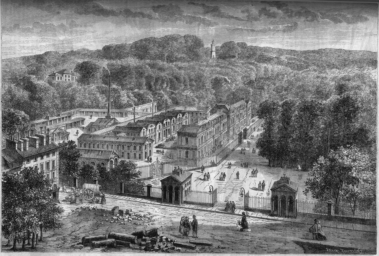 A Saint Cloud parkban Laudin építész tervei alapján épült sevresi császári porcelángyár külső képe alkotó: French School
