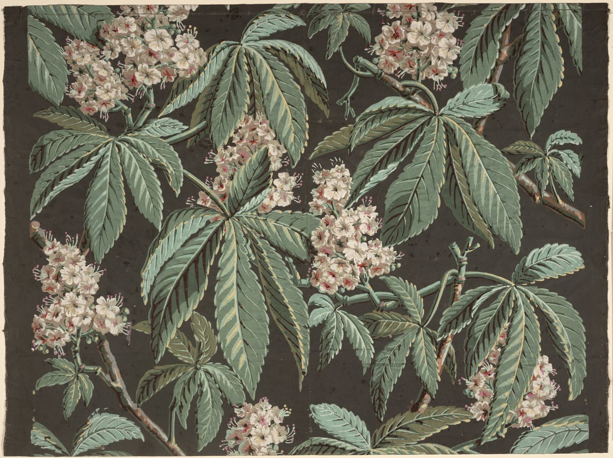 Tapéta design Gesztenyeággal (részlet) kb. 1810, gyártotta: Josef Dufour (1752-1827), Párizs, alkotó: French School