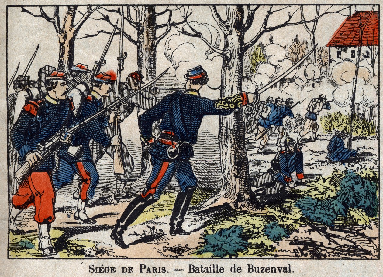 1870-es háború Franciaország és Poroszország között: Buzenvali csata a párizsi régióban, 1871.01.19. alkotó: French School