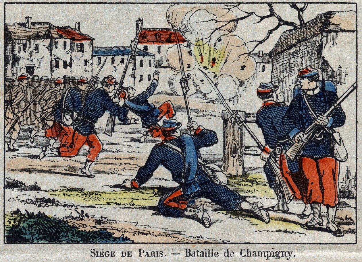 1870-es háború Franciaország és Poroszország között: a champigny-i csata vagy a villiers-i csata 1870. december 30-tól 1870. december 2-ig. alkotó: French School