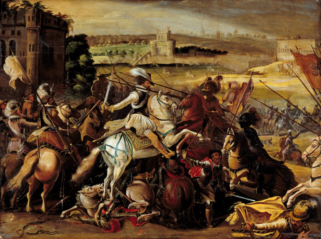 Vallásháború: IV. Henrik az arques-i csatában (szeptember 21 alkotó: French School