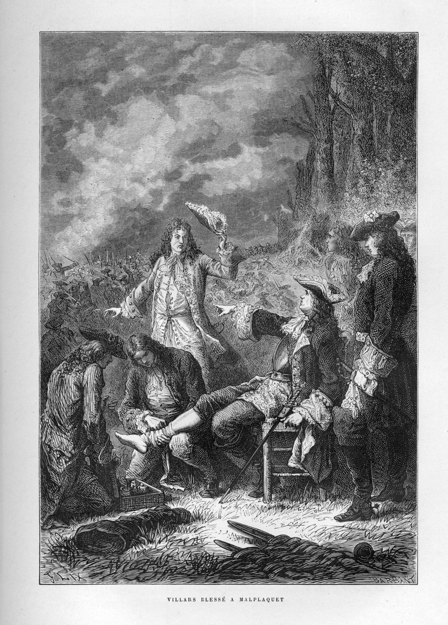 Spanyol örökösödési háború: Villars Marechalja (Claude Louis Hector) (1653-1734) a malplaqueti csatában (Belgium), szeptember 11. alkotó: French School