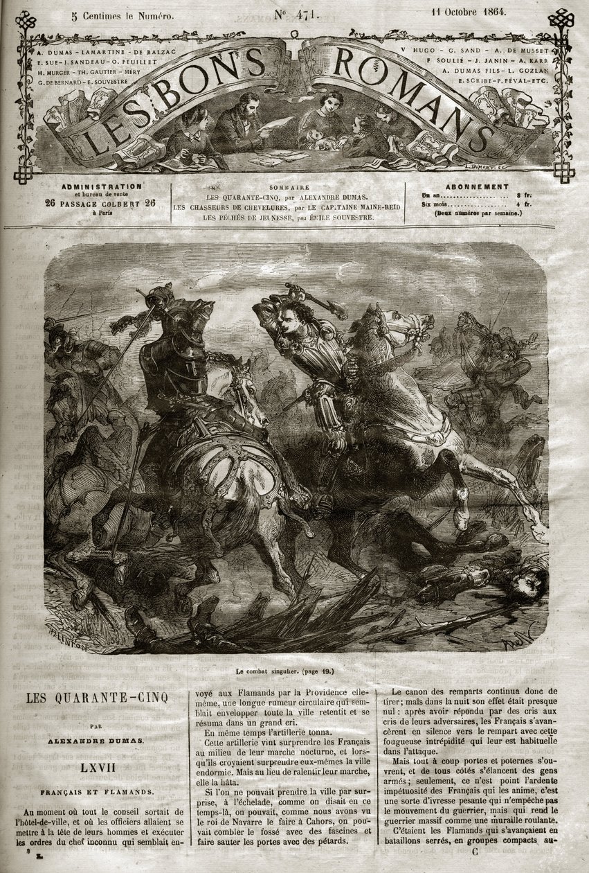 Vallásháborúk - A negyvenötök - francia és flamand - Henri de Joyeuse (1563-1608) egyedülálló csatája - A jó regények 1864 - Alexandre Dumas Pere - alkotó: French School
