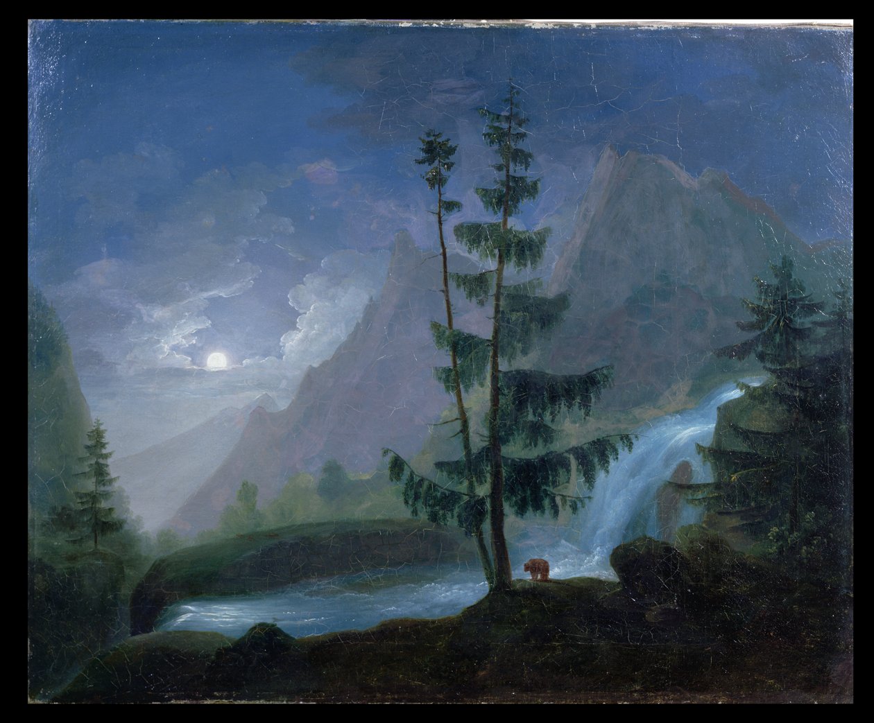 Vízesés a Pont dEspagne közelében a Holdfénynél, 1833 körül alkotó: French School