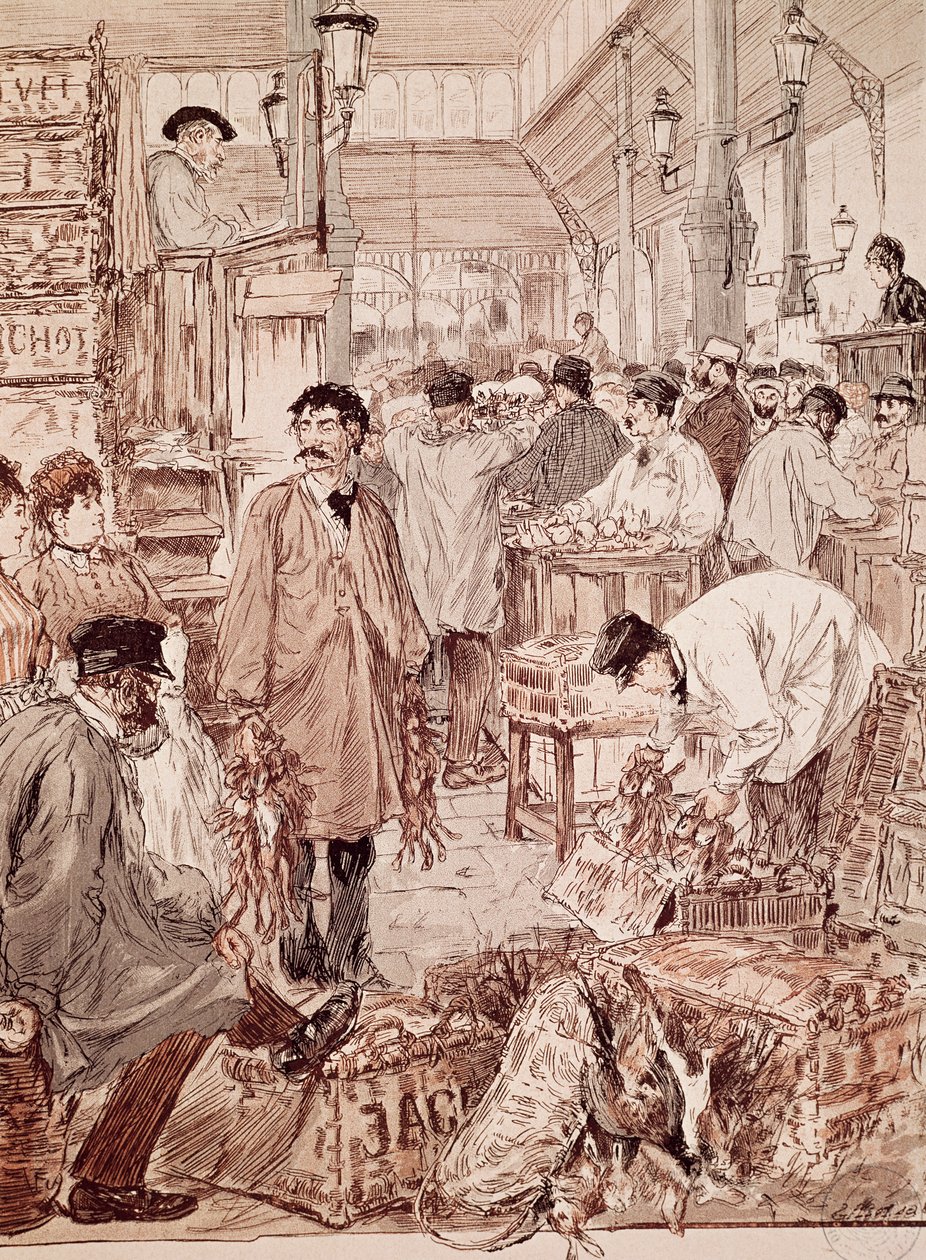 Vadárverés Les Hallesben, illusztráció, Párizs, Franciaország alkotó: French School