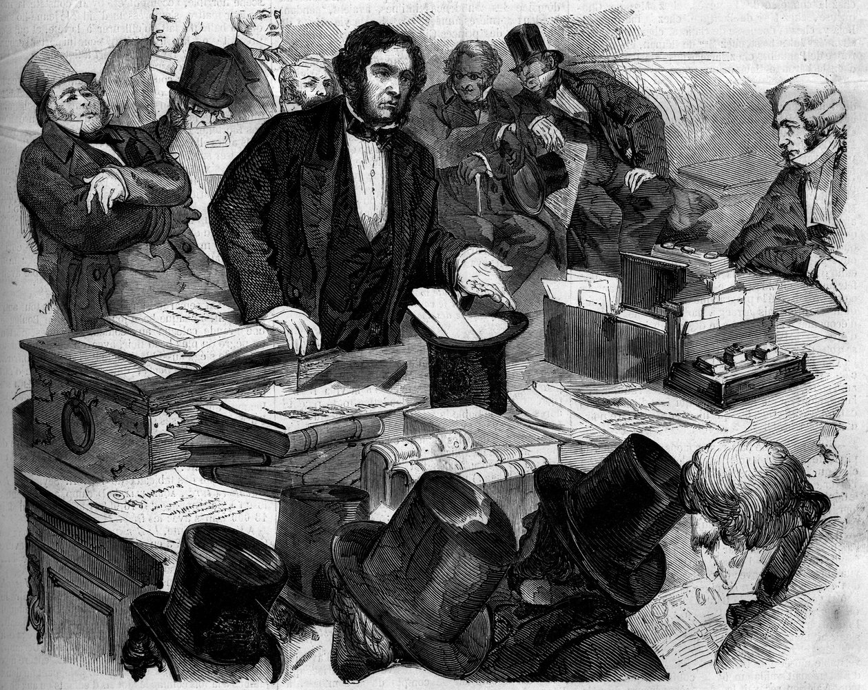 William Ewart Gladstone (1809-1898), angol politikus, a kancellár kancellárja, bemutatja a költségvetést és a kereskedelmi kereskedelmet az alsóházban. London, Anglia alkotó: French School