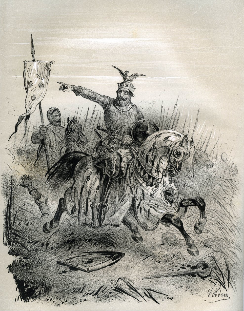 Hódító Vilmos Mantes megtámadása és elfoglalása során 1087 júliusában, illusztráció a „Franciaország a középkorban” című könyvből (metszet) alkotó: French School