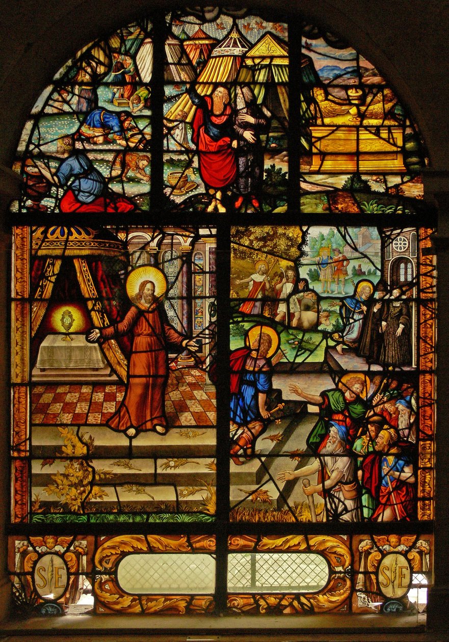 A mennyei mannát ábrázoló Charnier-10 ablak; Krisztus és a Sereg alkotó: French School