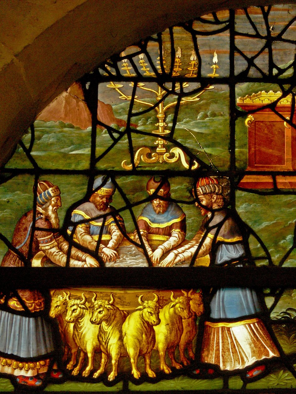 Charnier-7 ablak, amely a templomba való belépés előtti kézmosást ábrázolja alkotó: French School