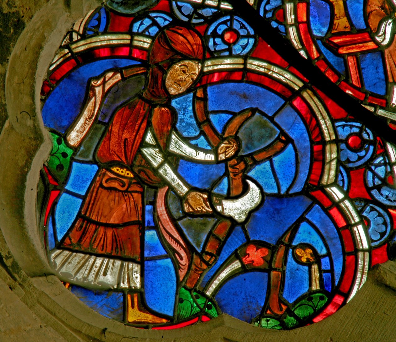 Window Ew, amely a hónapok munkásait ábrázolja. március alkotó: French School