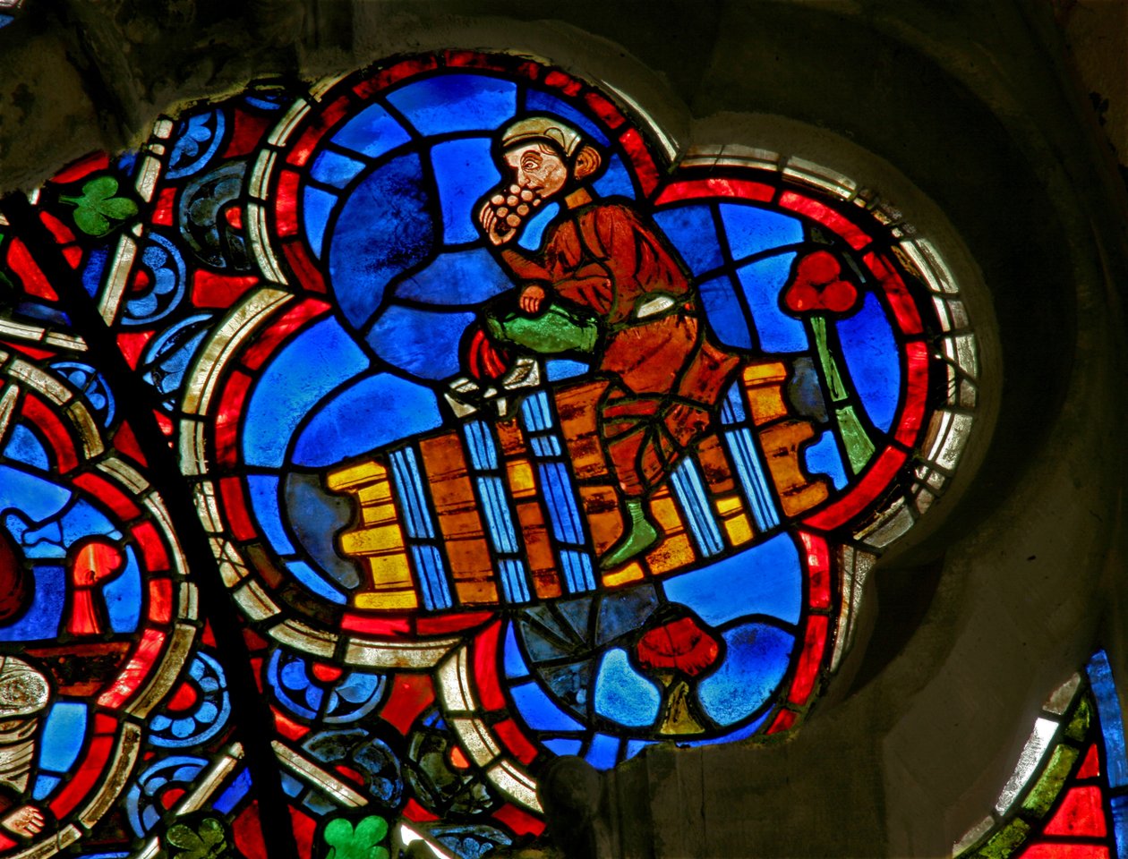 Window Ew, amely a hónapok munkásait ábrázolja. október alkotó: French School