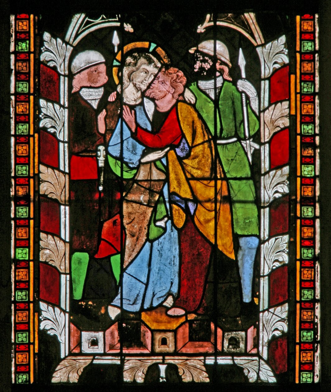 Ablak N-fejezet Júdás árulását ábrázolja alkotó: French School