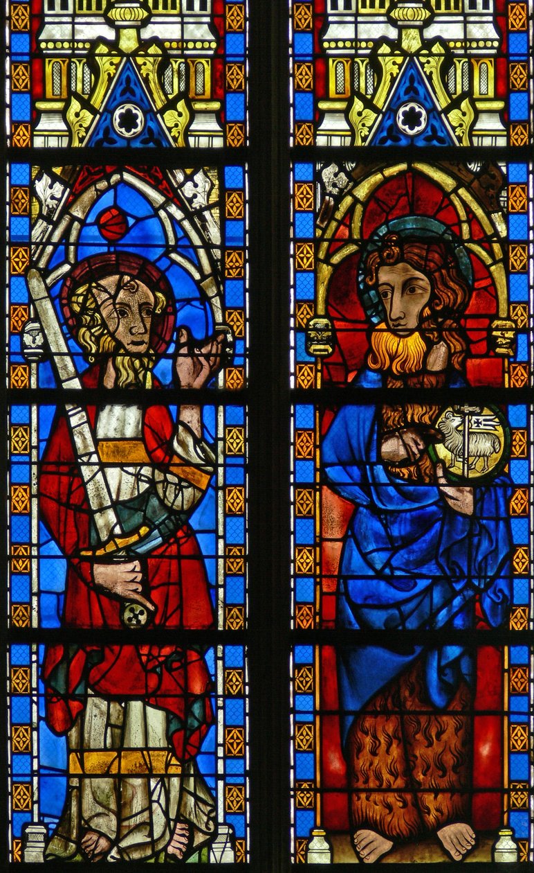 Keresztelő Szent Jánost és Szent Pált ábrázoló Narthex S ablak alkotó: French School
