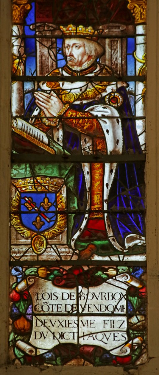 Louis de Bourbon-Vendome-ot ábrázoló ablak (ólomüveg) alkotó: French School