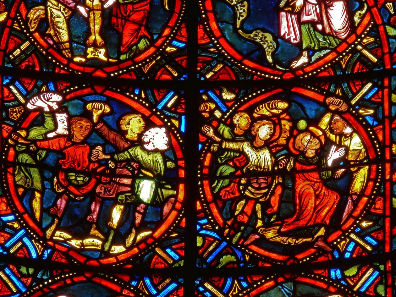 Szent István halálra kövezését ábrázoló ablak alkotó: French School