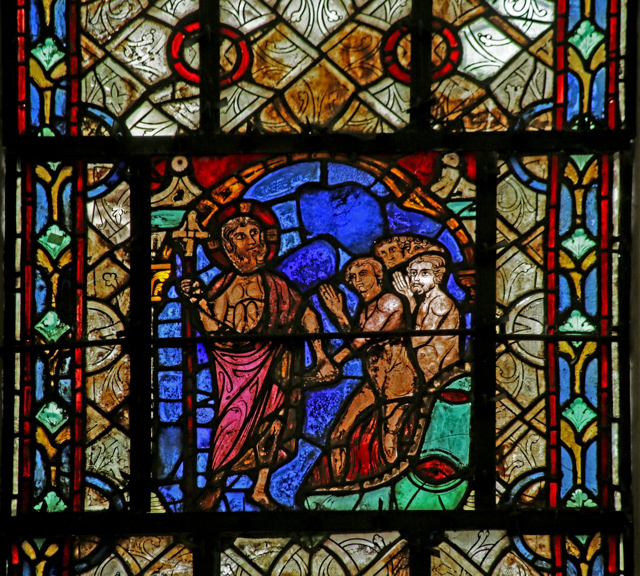 A pokol megrázkódtatását ábrázoló ablak alkotó: French School