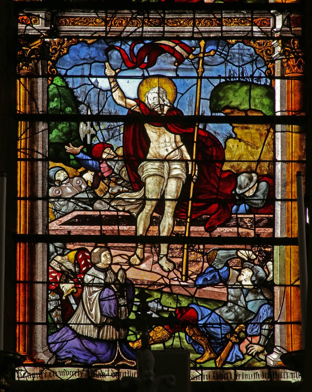 Feltámadást ábrázoló ablak (festett üveg) alkotó: French School