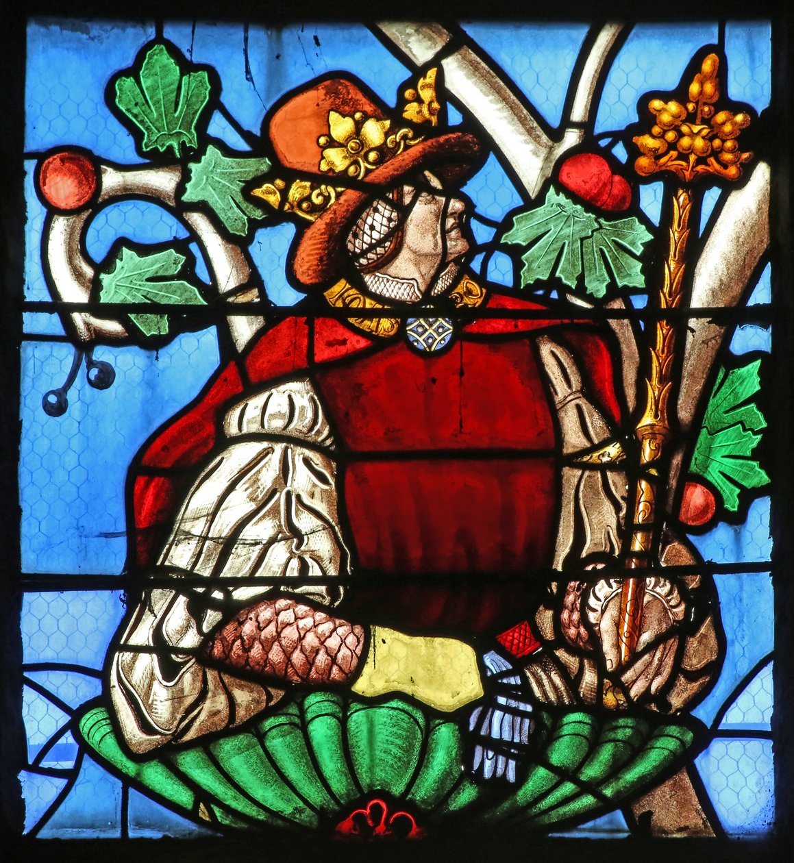 Jesse fáját ábrázoló ablak (többnyire modern) (ólomüveg) alkotó: French School