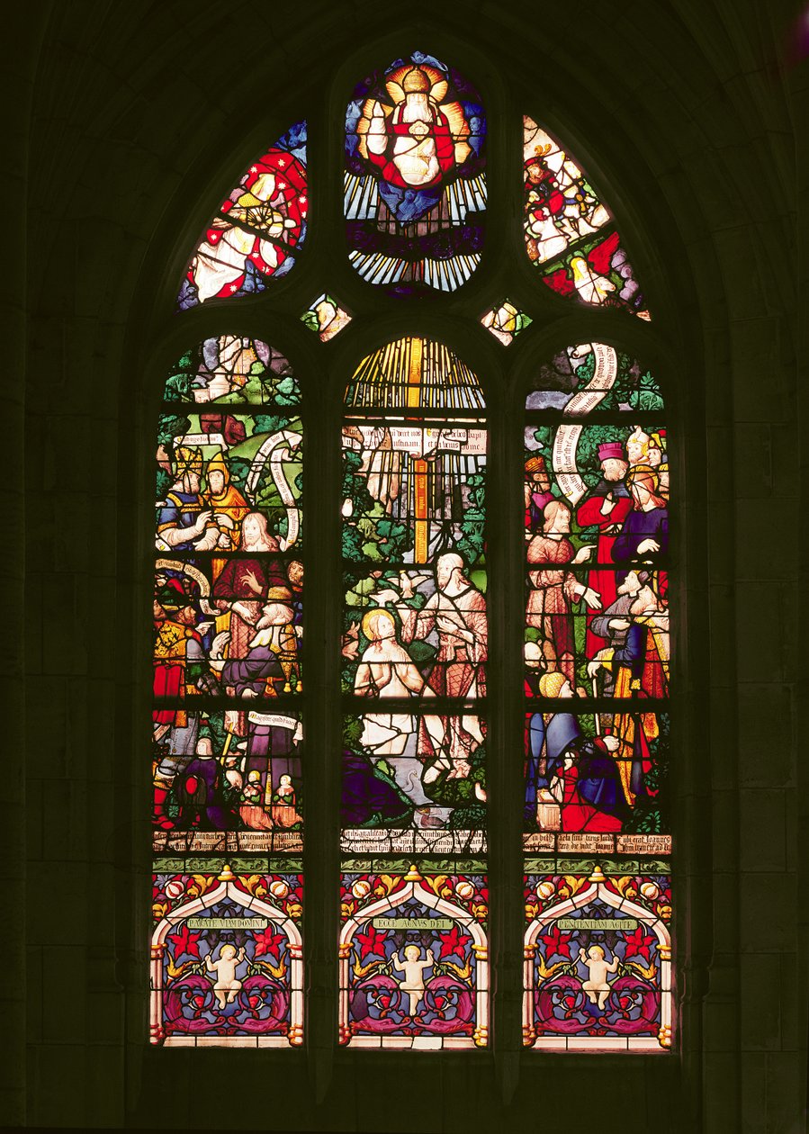 Krisztus megkeresztelkedését ábrázoló ablak, 1490 alkotó: French School