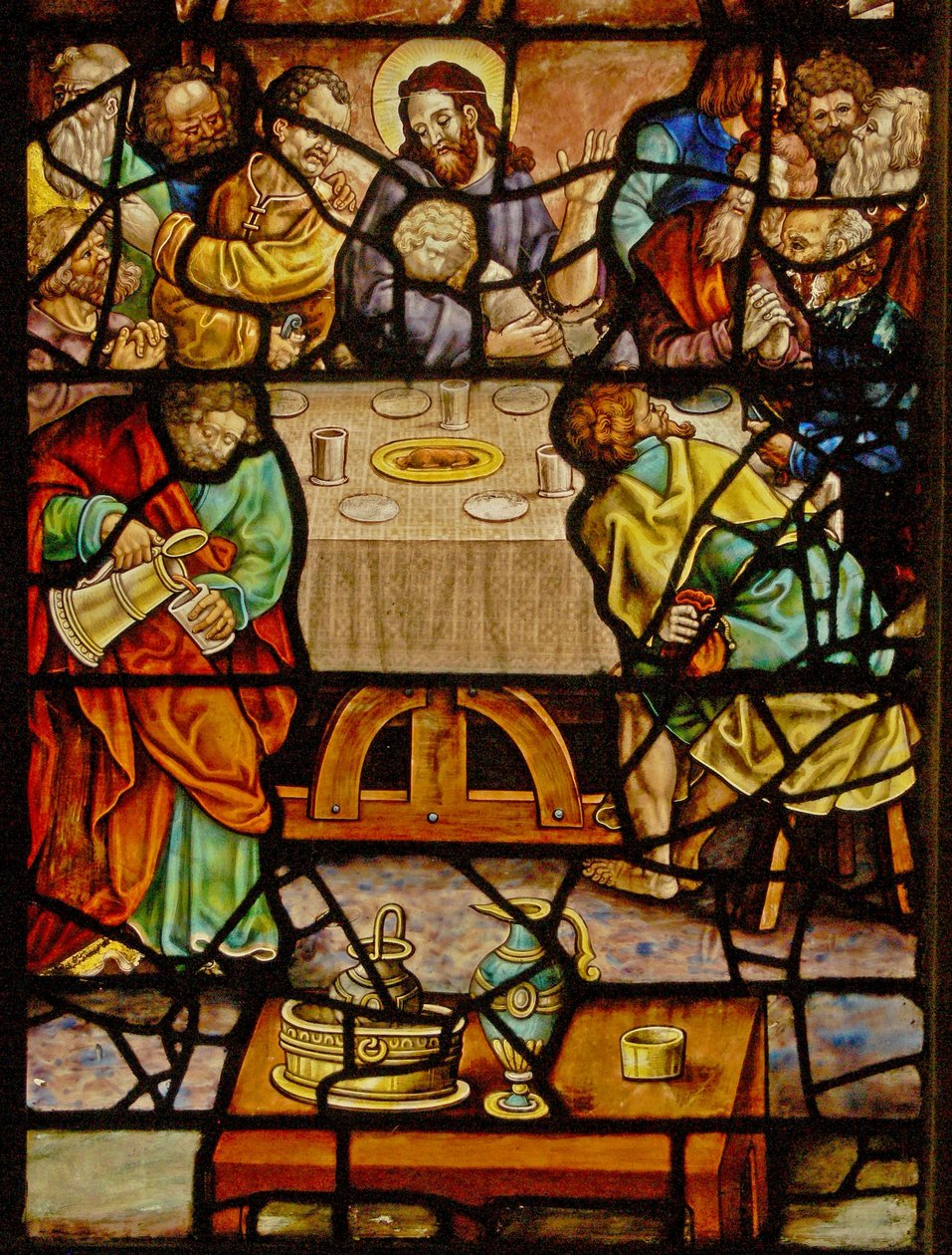 Az utolsó vacsorát ábrázoló ablak a Charnierben (w.12). alkotó: French School