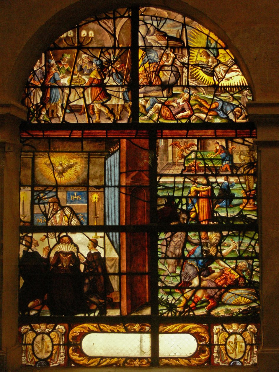 Ablak a Charnierben (6. sz.), amely a húsvétot, a húsvétot és a bűnöket ábrázolja alkotó: French School