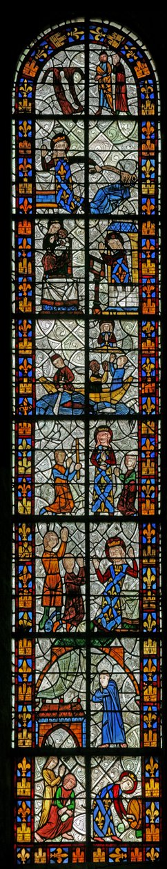 Ablak n1, amely jeleneteket ábrázol Saint Radegonde életéből alkotó: French School