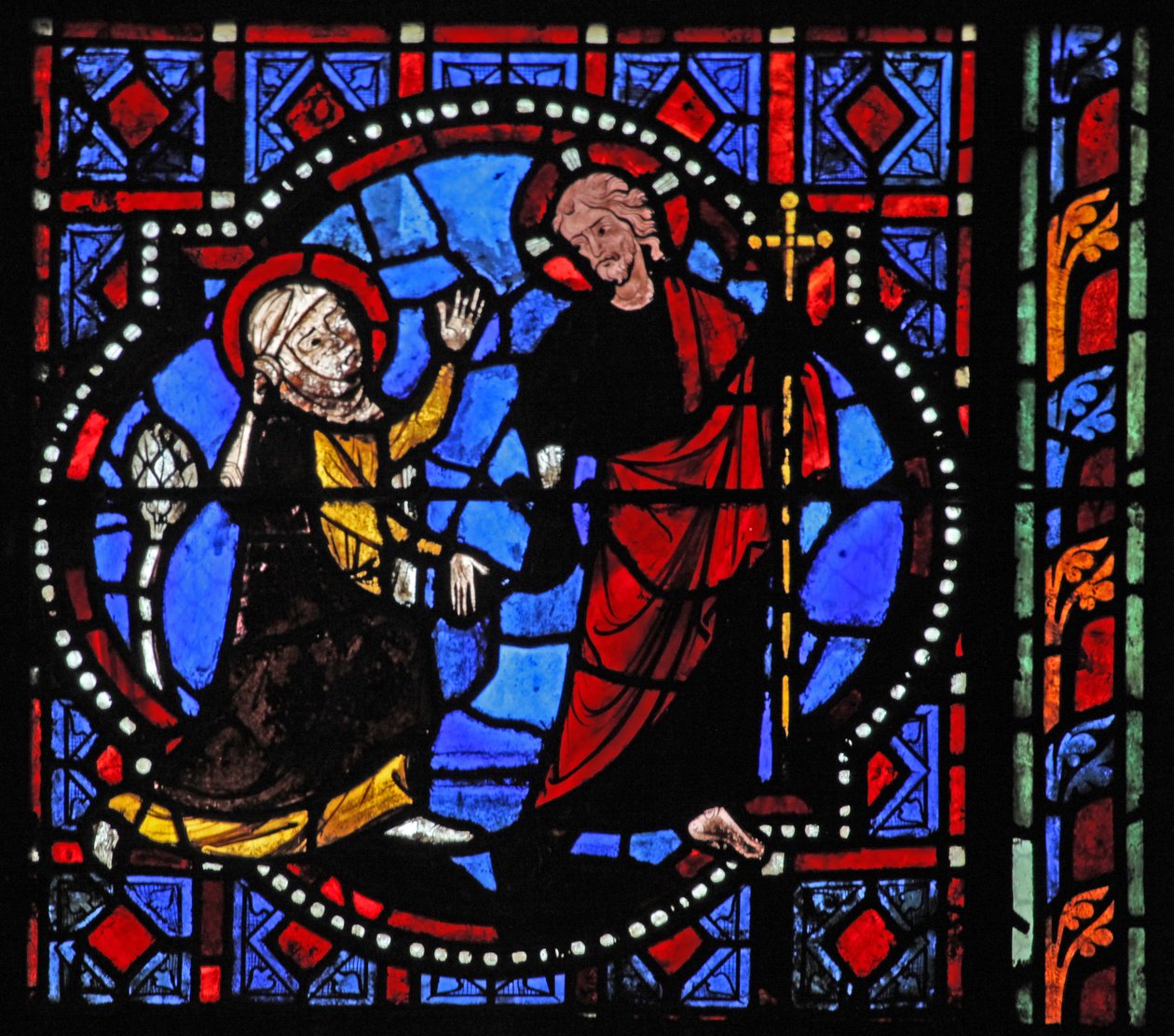 W02 ablak, amely egy feltámadási jelenetet ábrázol: Noli Me Tangere alkotó: French School