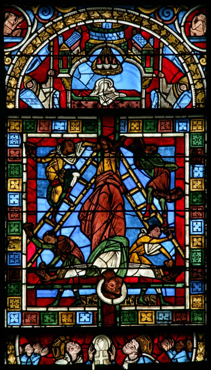 W0 ablak, amely Szent Péter keresztre feszítését ábrázolja alkotó: French School