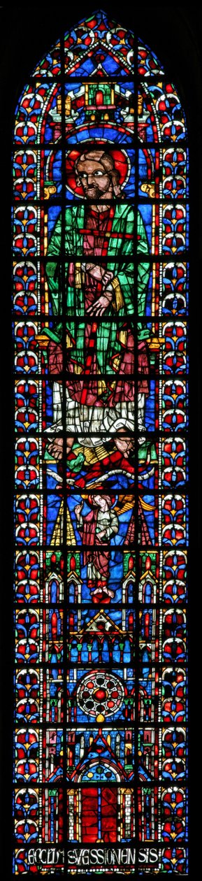A w102-es ablak Szent Andrást és Soissons templomát ábrázolja alkotó: French School