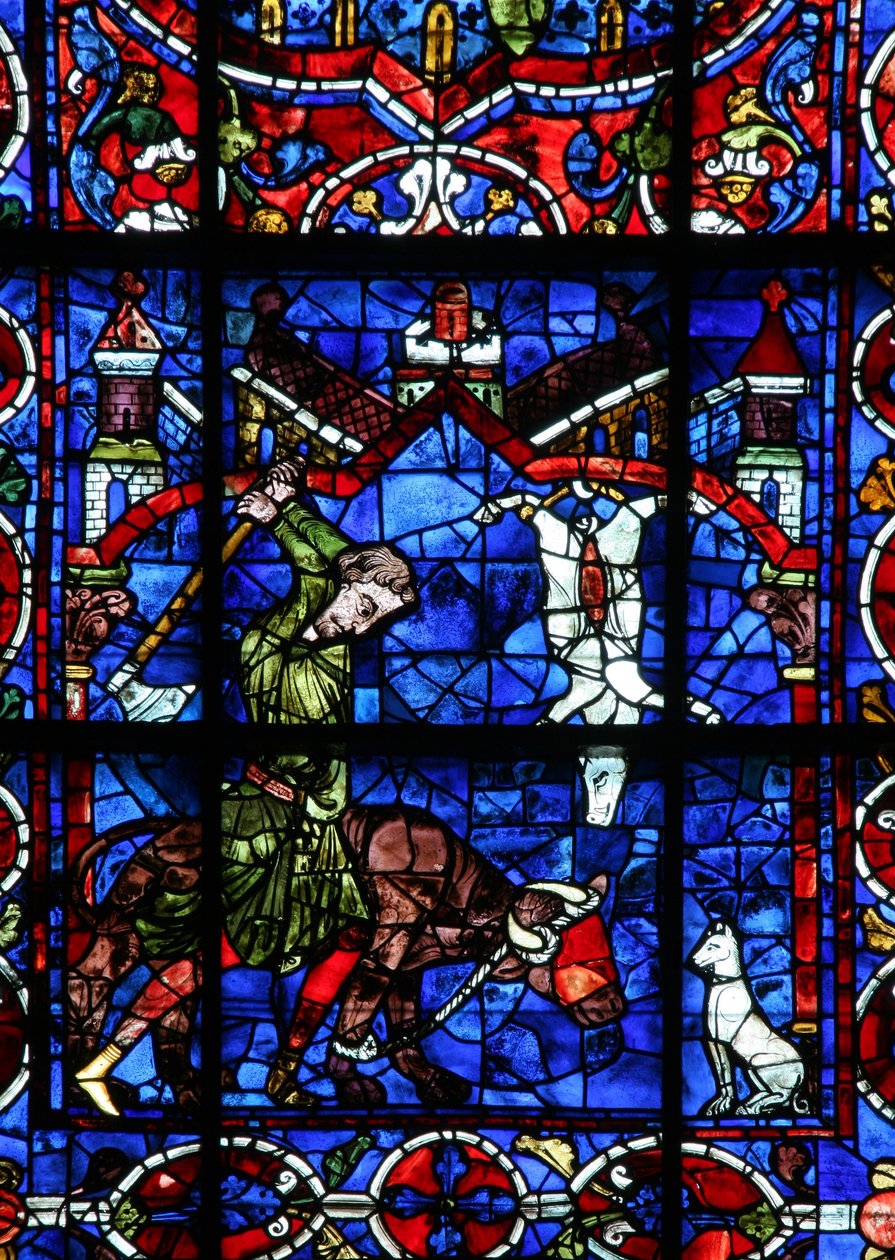 Ablak w103, amely adományozókat - henteseket ábrázol alkotó: French School