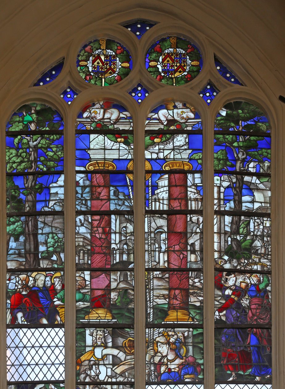 Ablak w109, amely építészeti maradványokat ábrázol alkotó: French School