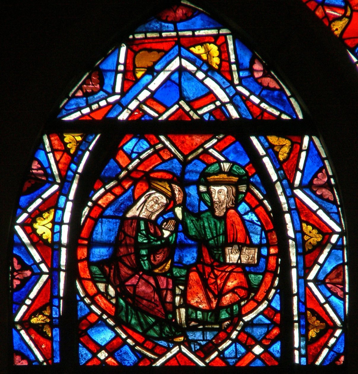 A Szűzanya koronázását ábrázoló w110 ablak alkotó: French School
