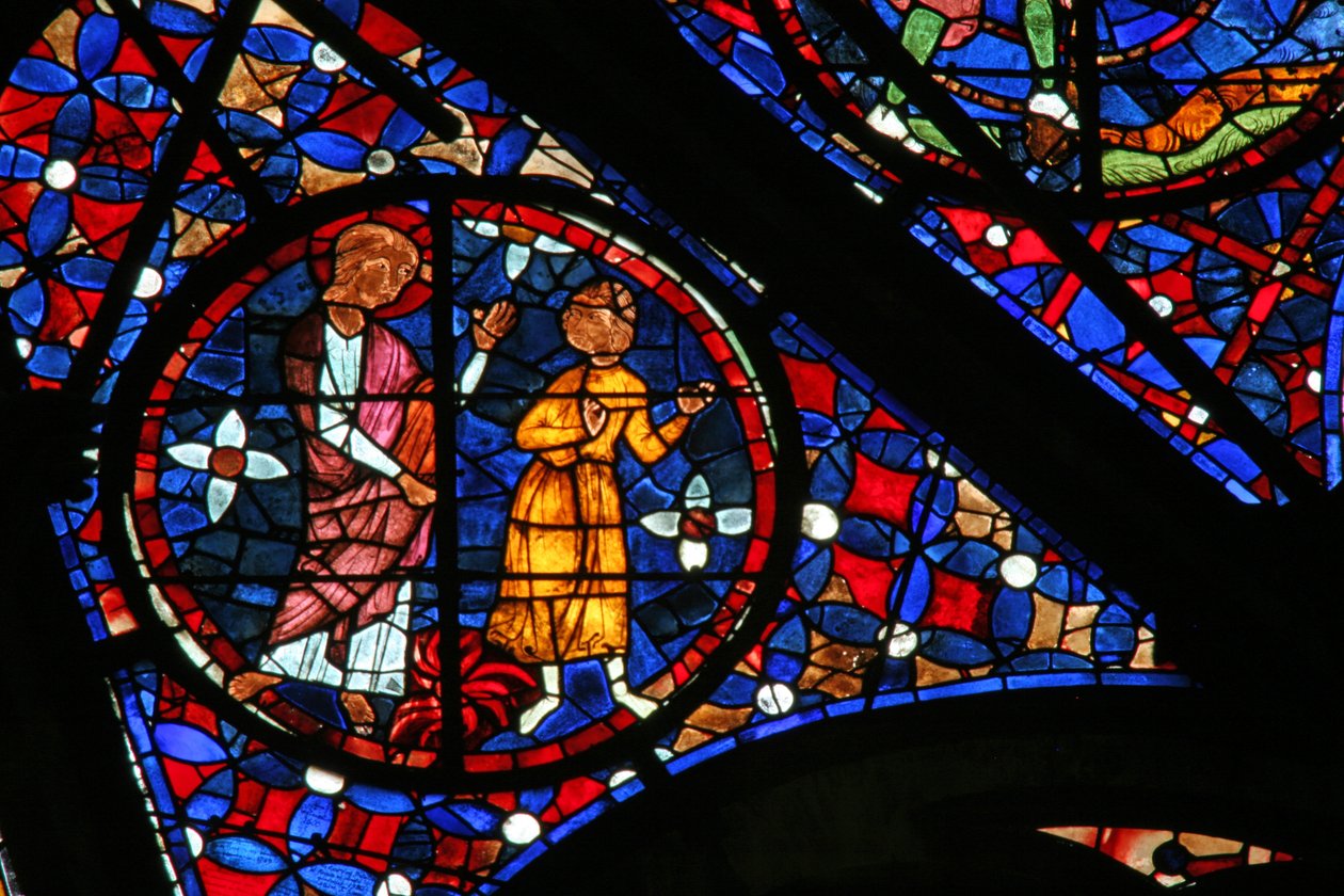 Ablak w115, amely Ábel felajánlását ábrázolja alkotó: French School