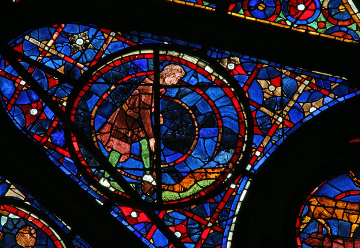 Káint ábrázoló w115 ablak a földet műveli alkotó: French School
