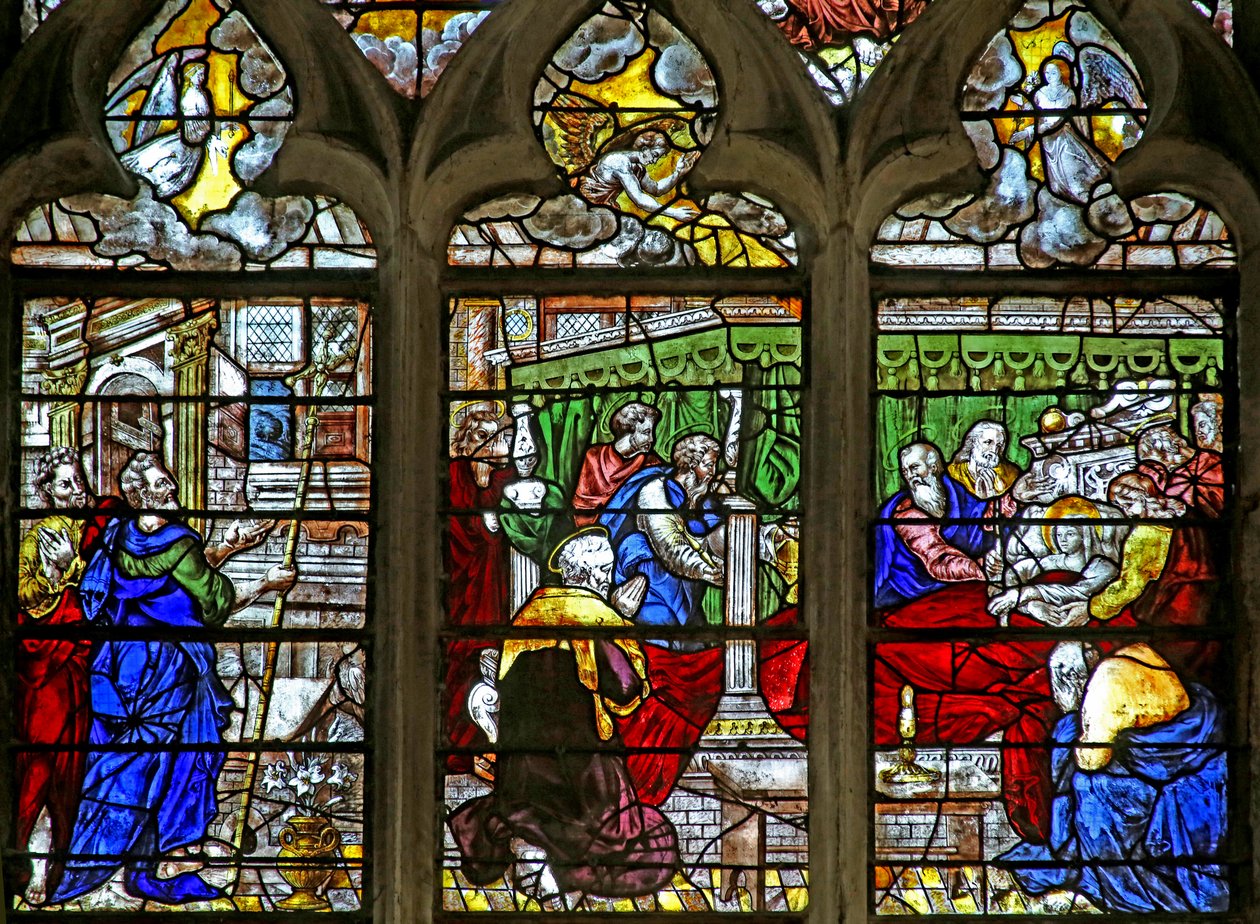 Szűz Mária halálát ábrázoló w11 ablak alkotó: French School