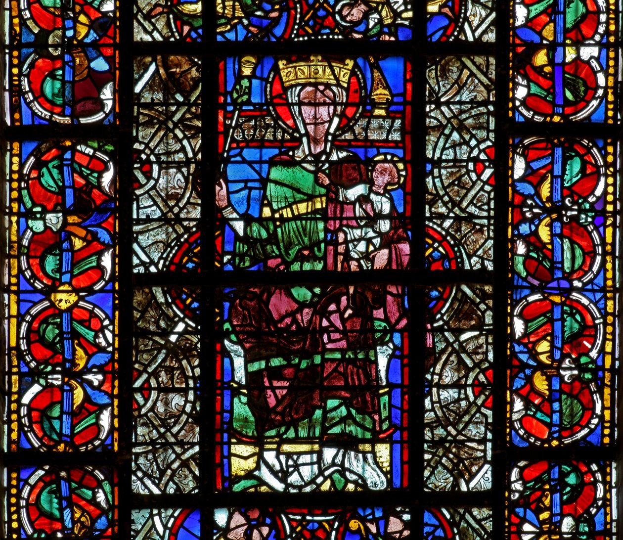 A Szűzet és a Gyermeket ábrázoló w129-es ablak alkotó: French School