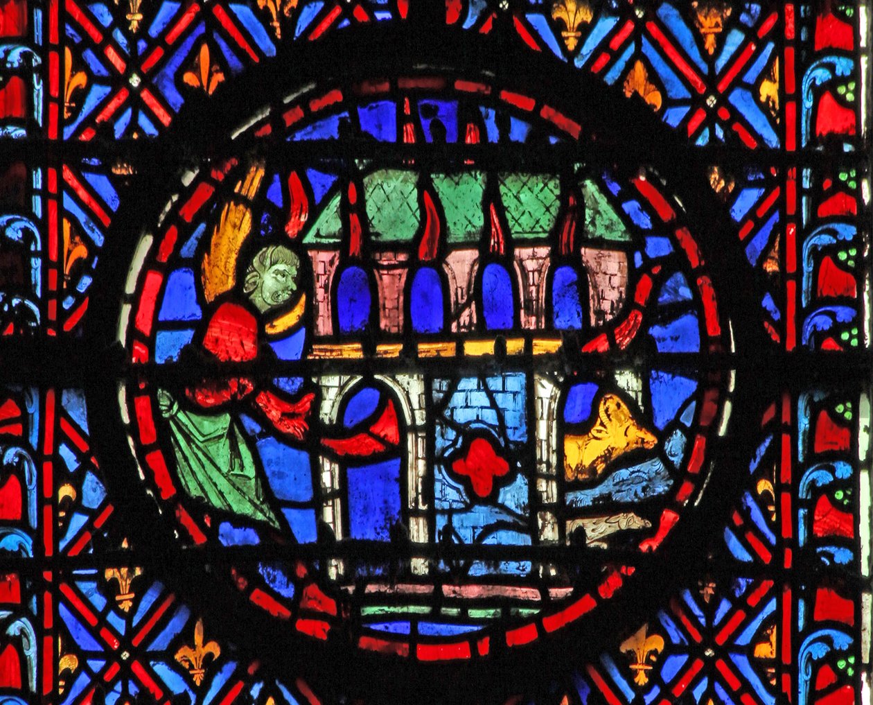 Window w12 az istállók lángokban állnak I. munka 16 alkotó: French School