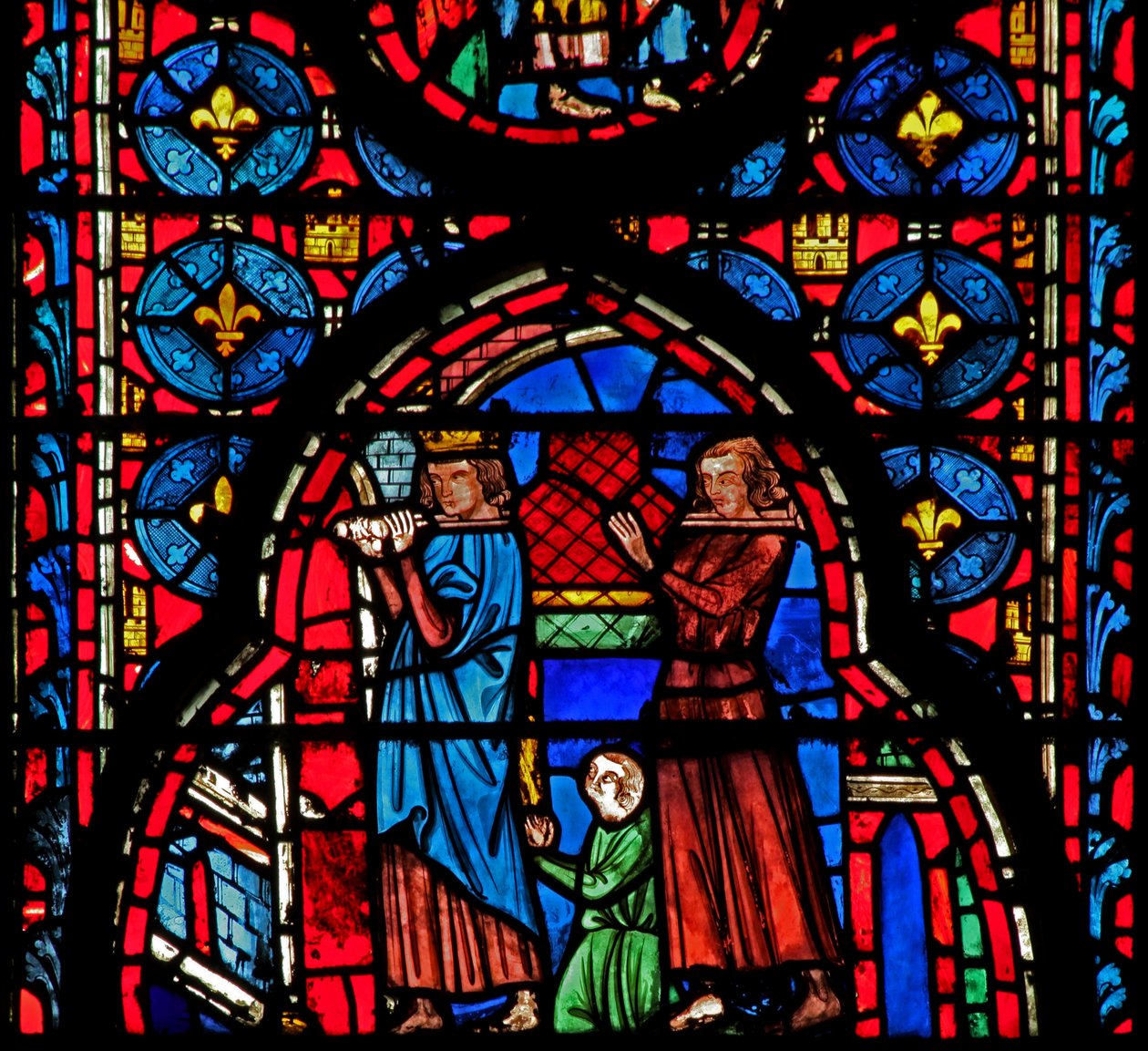Window w15 St Louis – és Robert dArtois elviszi az ereklyéket Sensbe alkotó: French School