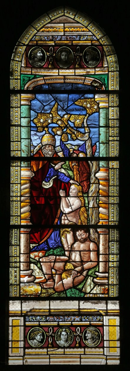 Éva teremtését ábrázoló w15 ablak (modern) alkotó: French School