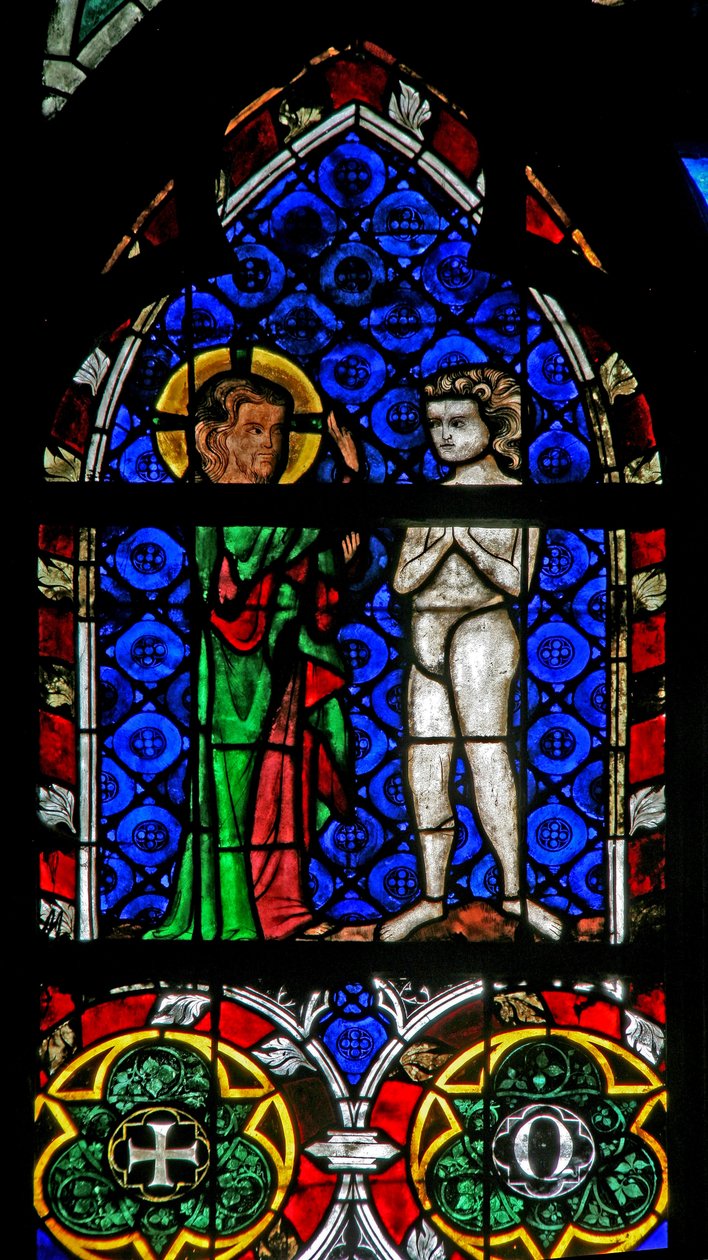 A w17 ablak Ádám teremtését ábrázolja alkotó: French School