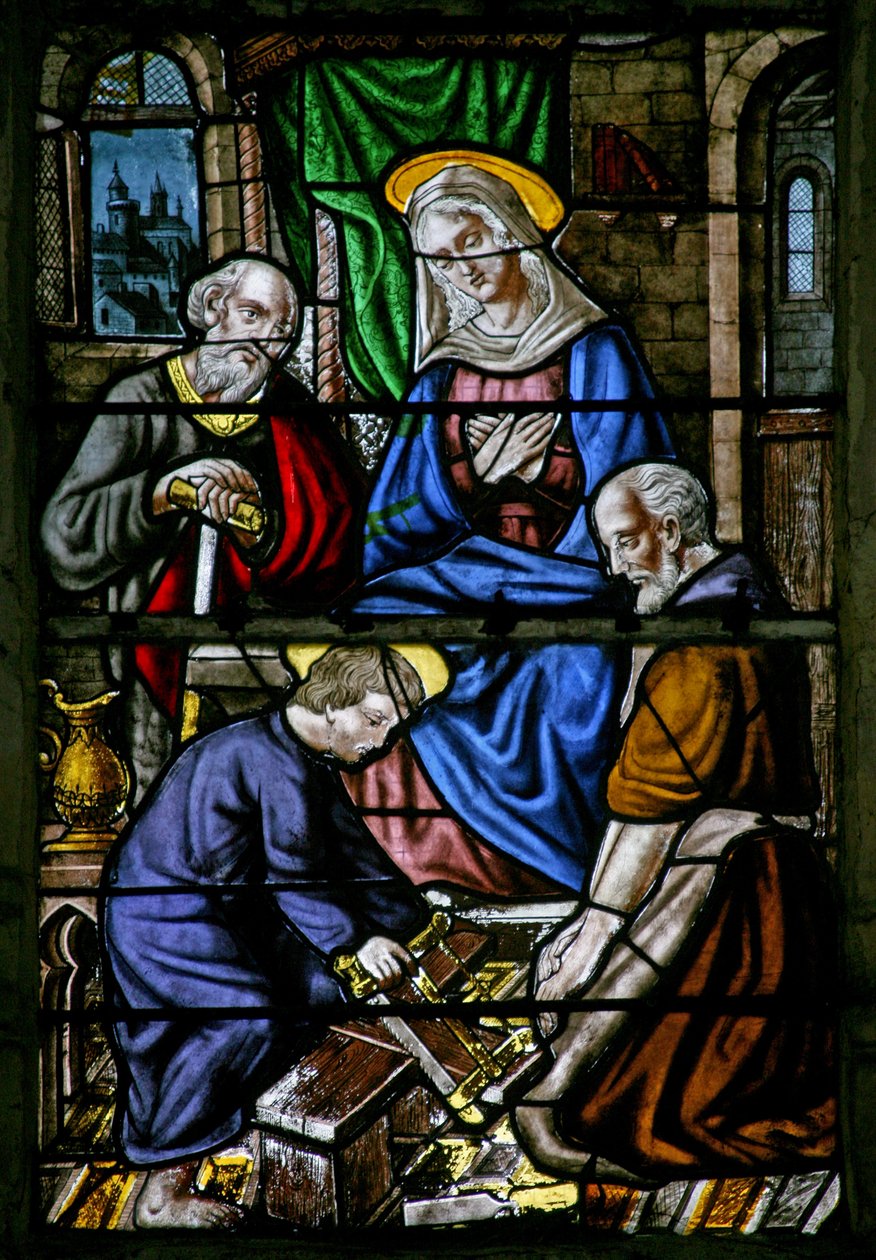 Ablak w1, amely Jézust ácsként ábrázolja alkotó: French School