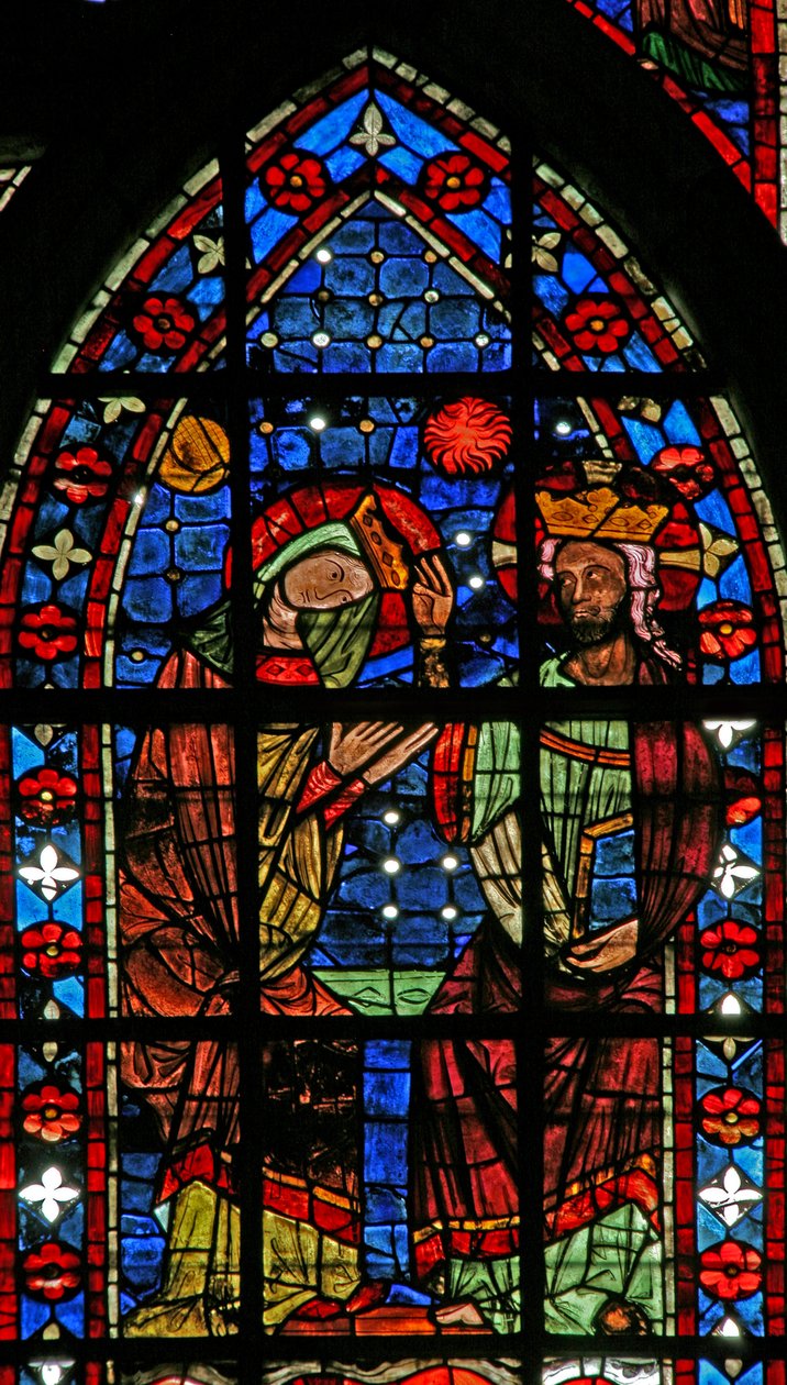 A Szűz koronázását ábrázoló w201 ablak alkotó: French School